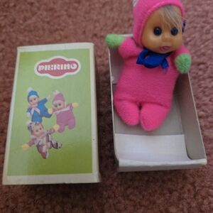 Vintage Pierino Matchbox Blonde/Blue Eyed Doll In Original Box 3" Tall